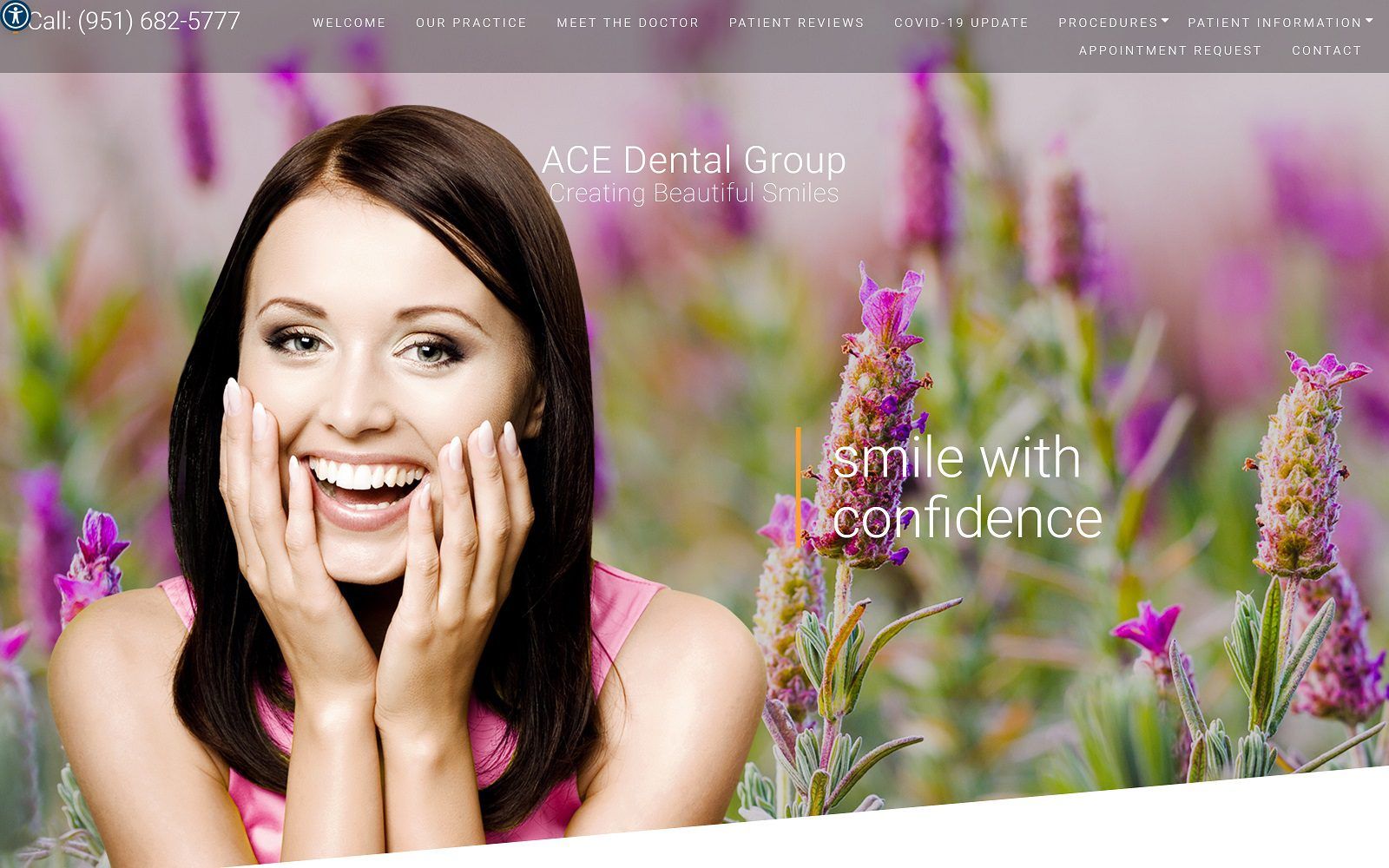 The screenshot of ace dental group sean yar, dds website
