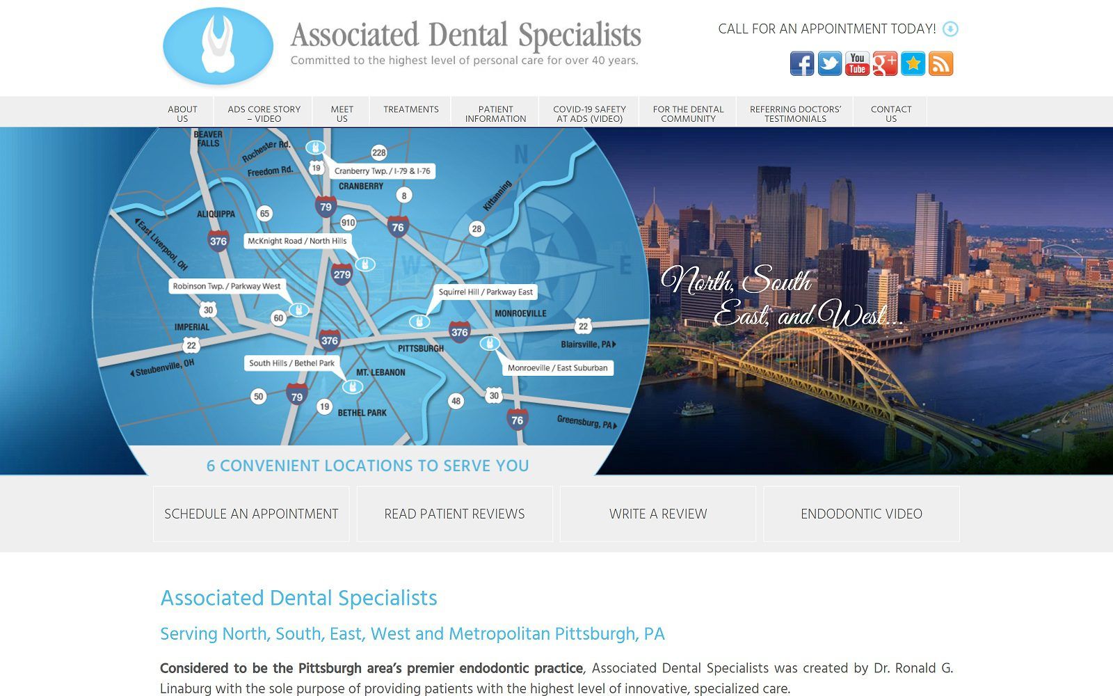 The screenshot of associated dental specialists website