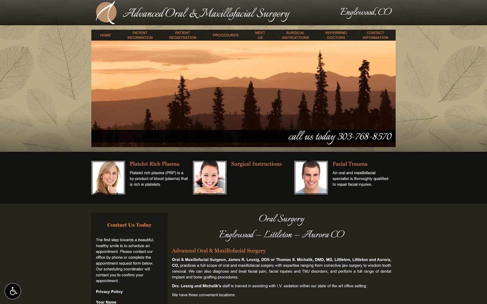 The screenshot of advanced oral & maxillofacial surgery website