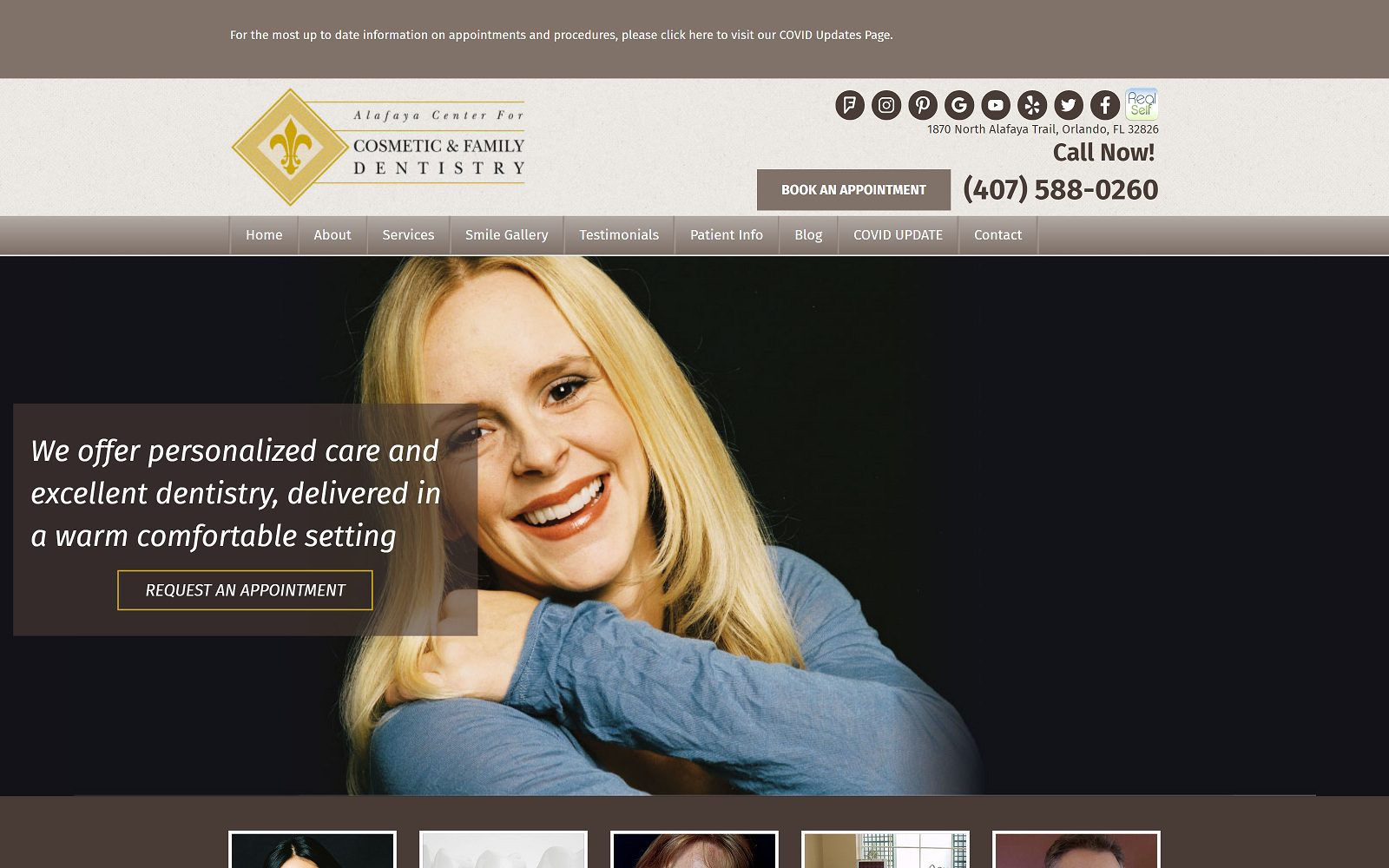 The screenshot of alafaya center for cosmetic & family dentistry: gary michaelson, dmd website