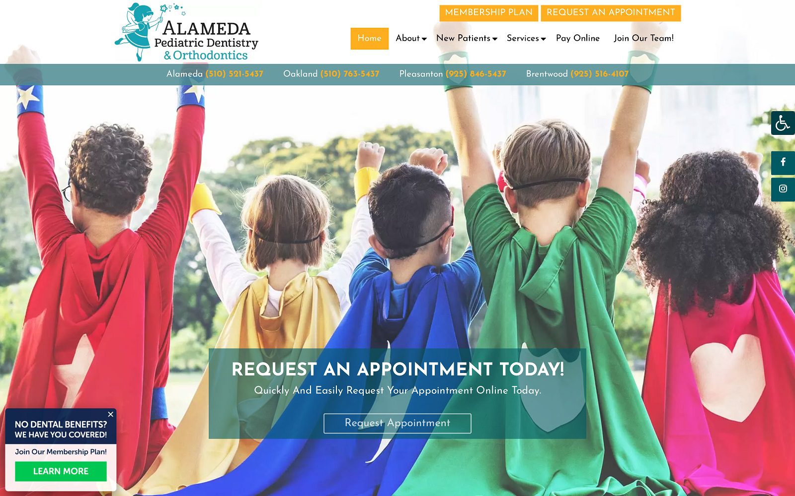 The screenshot of alameda pediatric dentistry - oakland office website