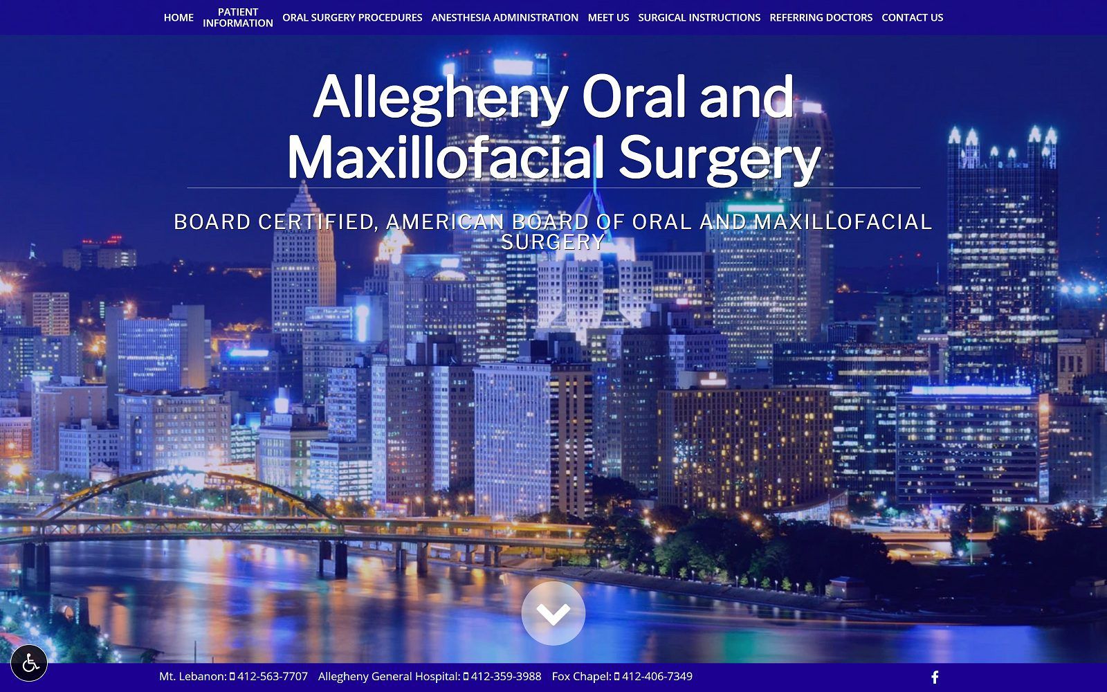 The screenshot of allegheny oral and maxillofacial surgery website