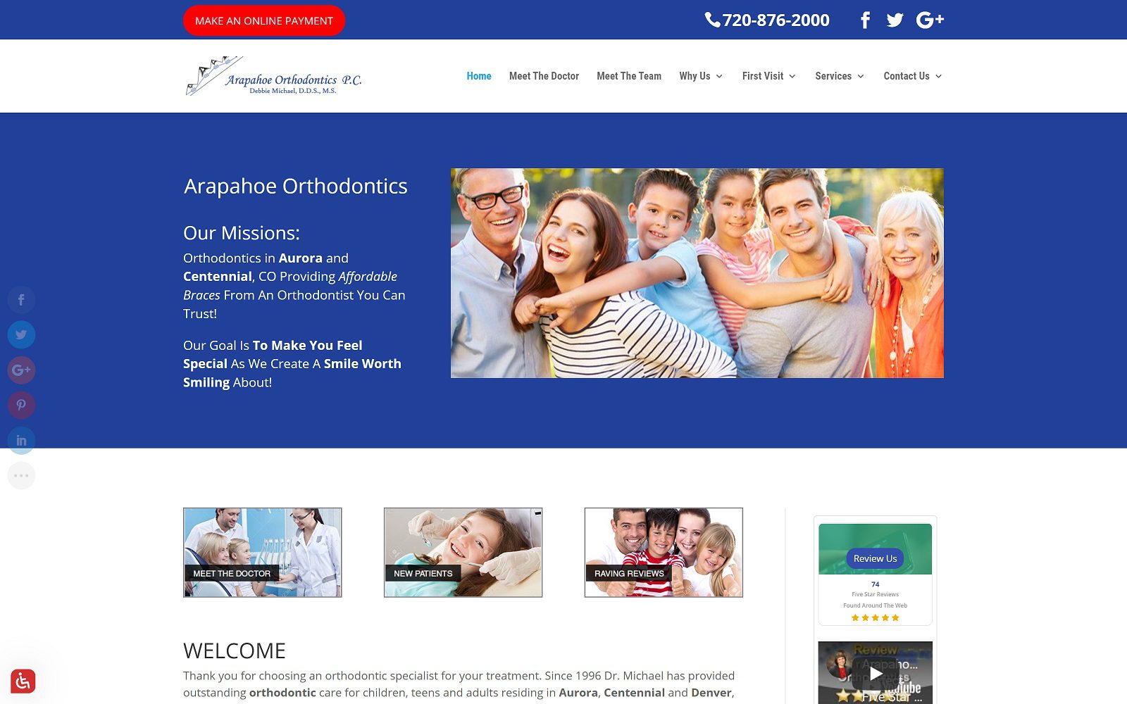 The screenshot of arapahoe orthodontics p. C. : deborah j michael, dds, ms website