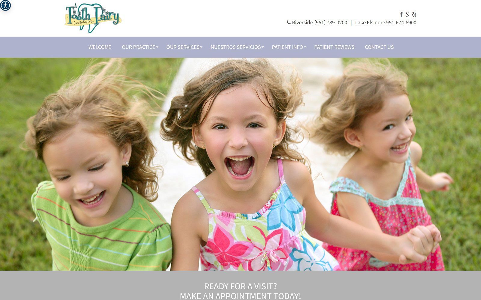 The screenshot of a tooth fairy dental website