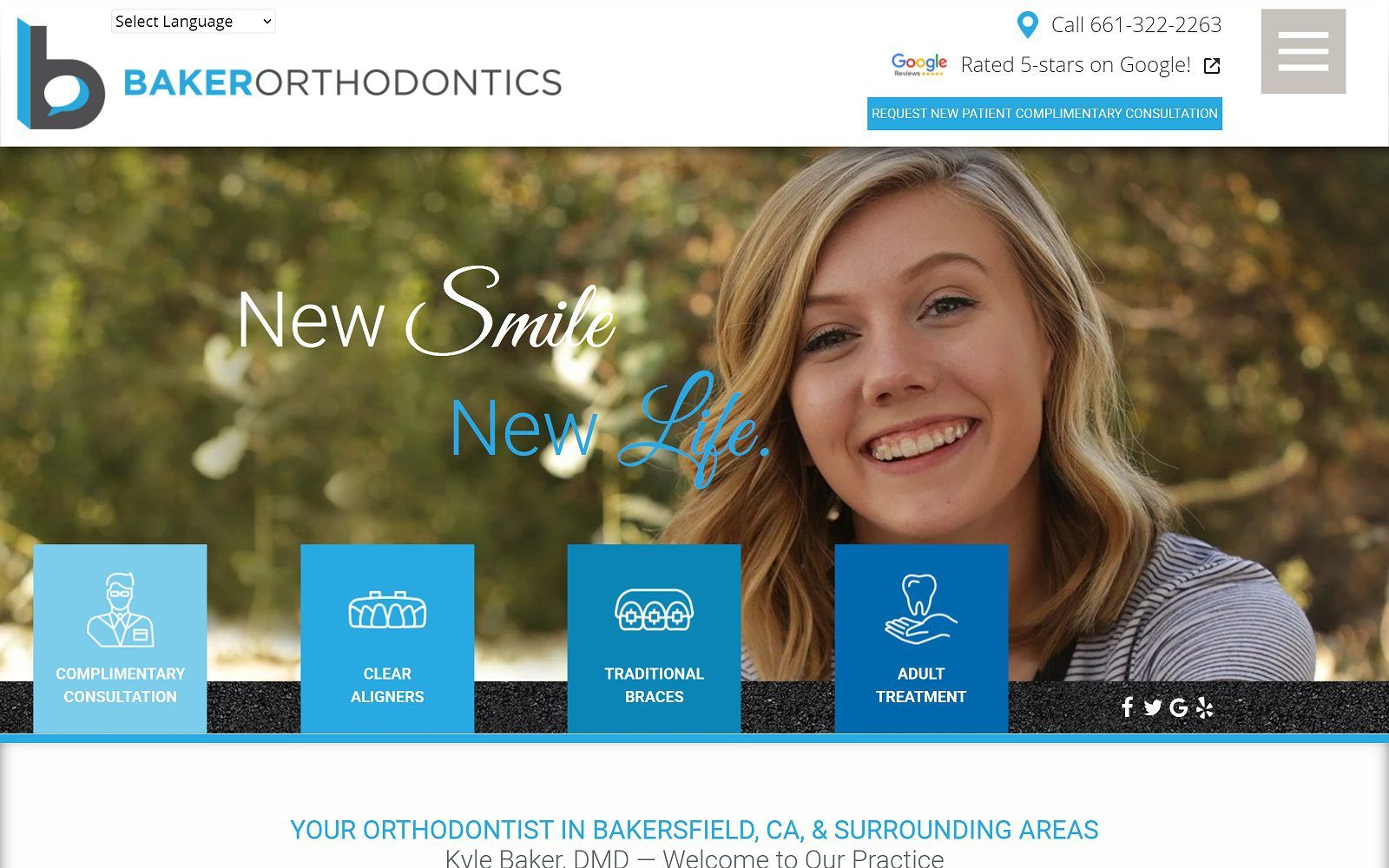 The screenshot of baker orthodontics dr. Kyle g. Baker website