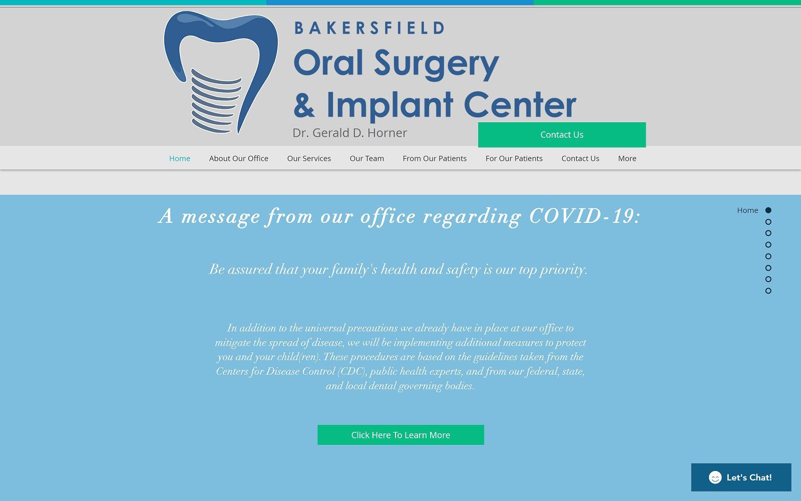 The screenshot of bakersfield oral surgery website