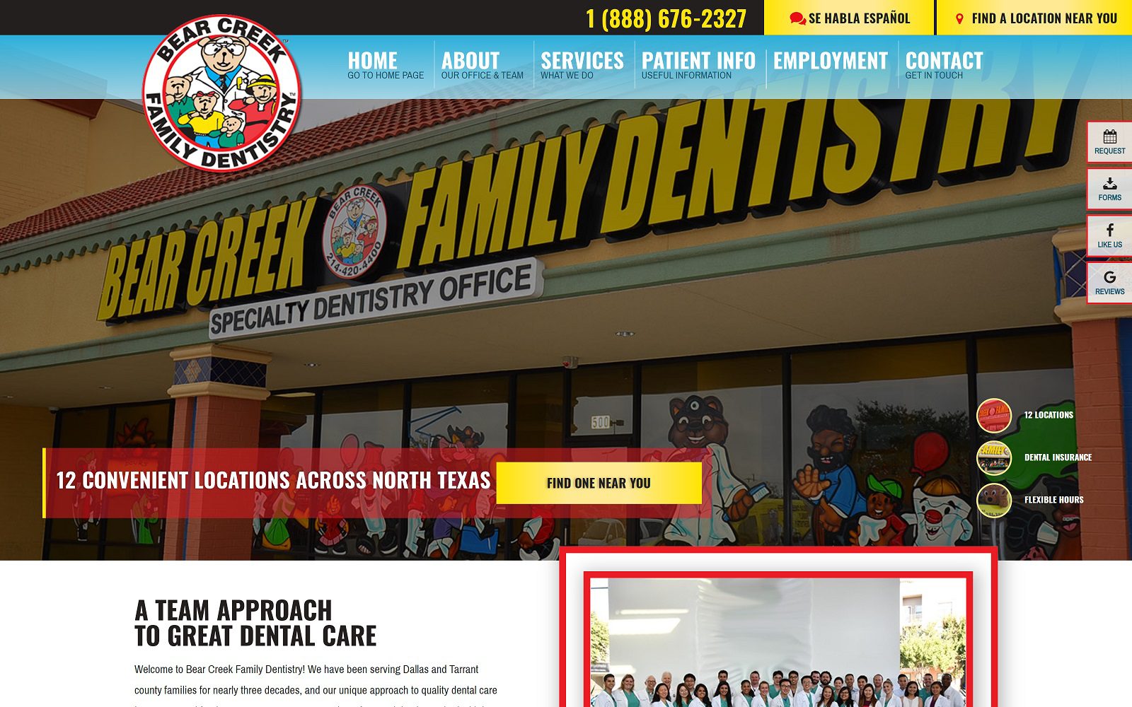 The screenshot of bear creek family dentistry website