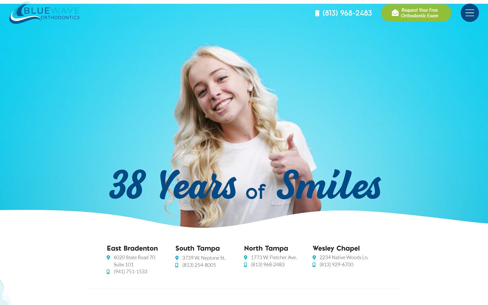 The screenshot of blue wave orthodontics website