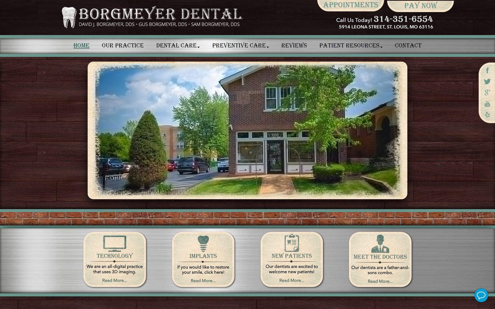 The screenshot of borgmeyer dental website