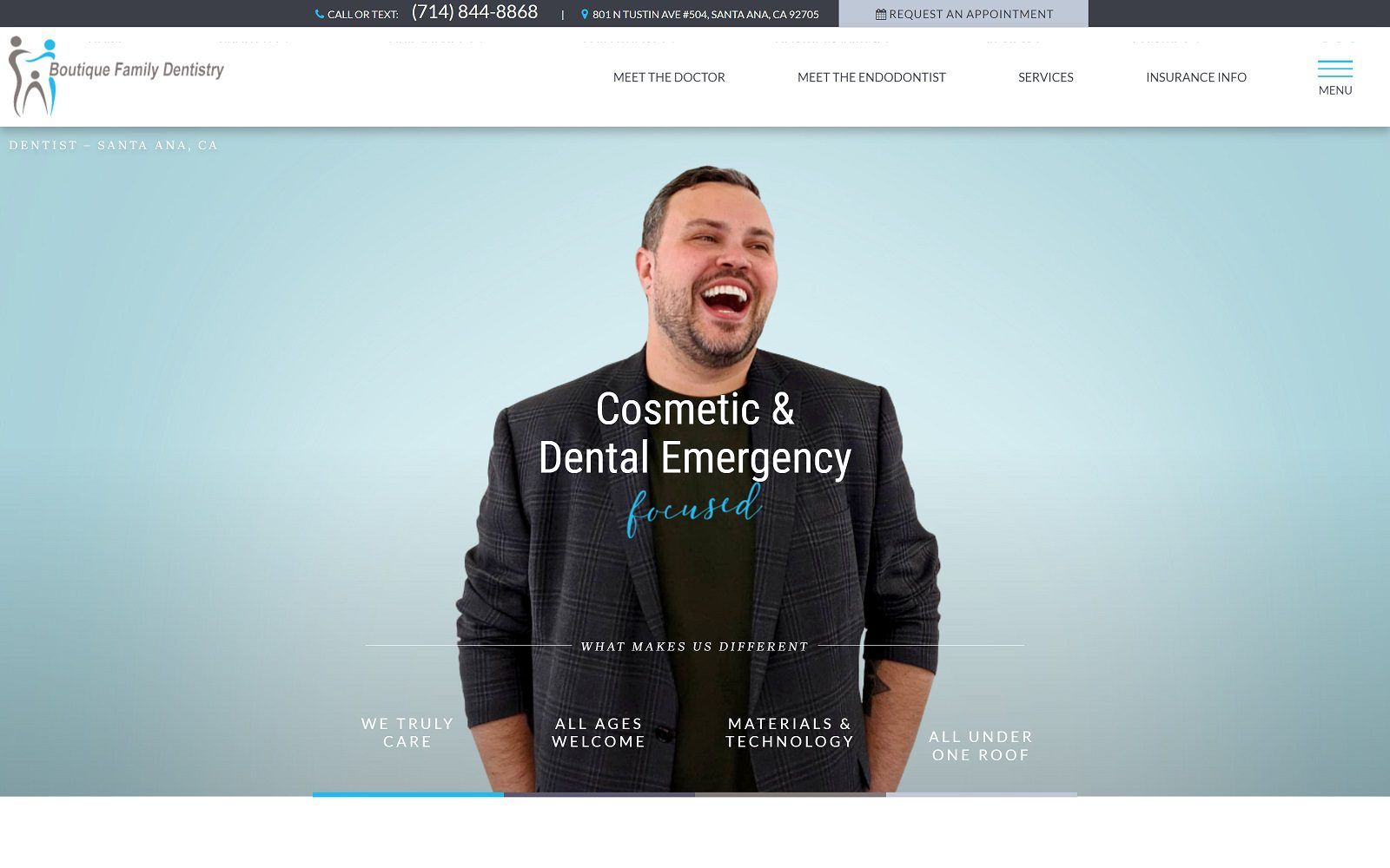 The screenshot of boutique family dentistry dr. Avishan nasiri website