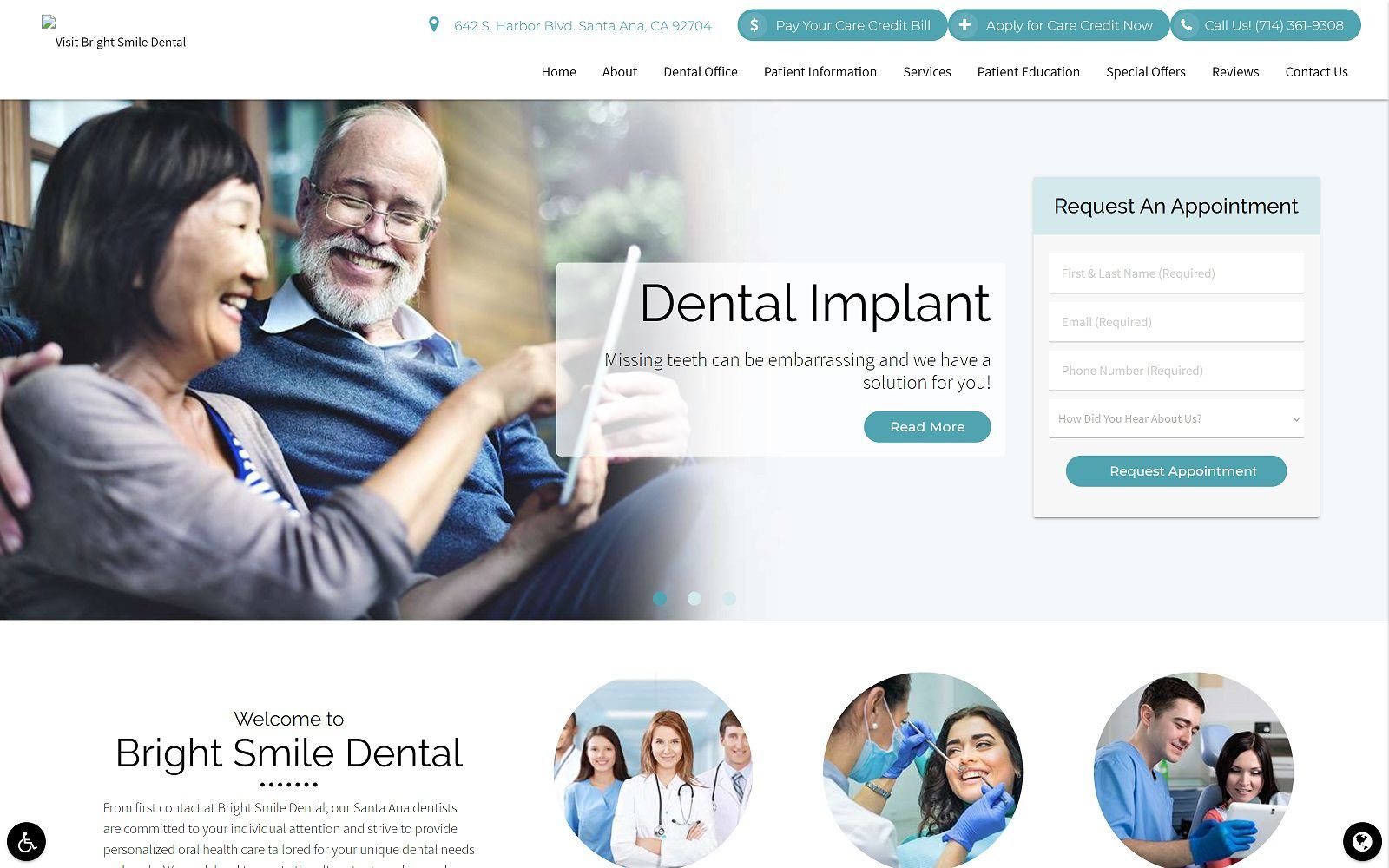 The screenshot of bright smile dental dr. Michelle bui website