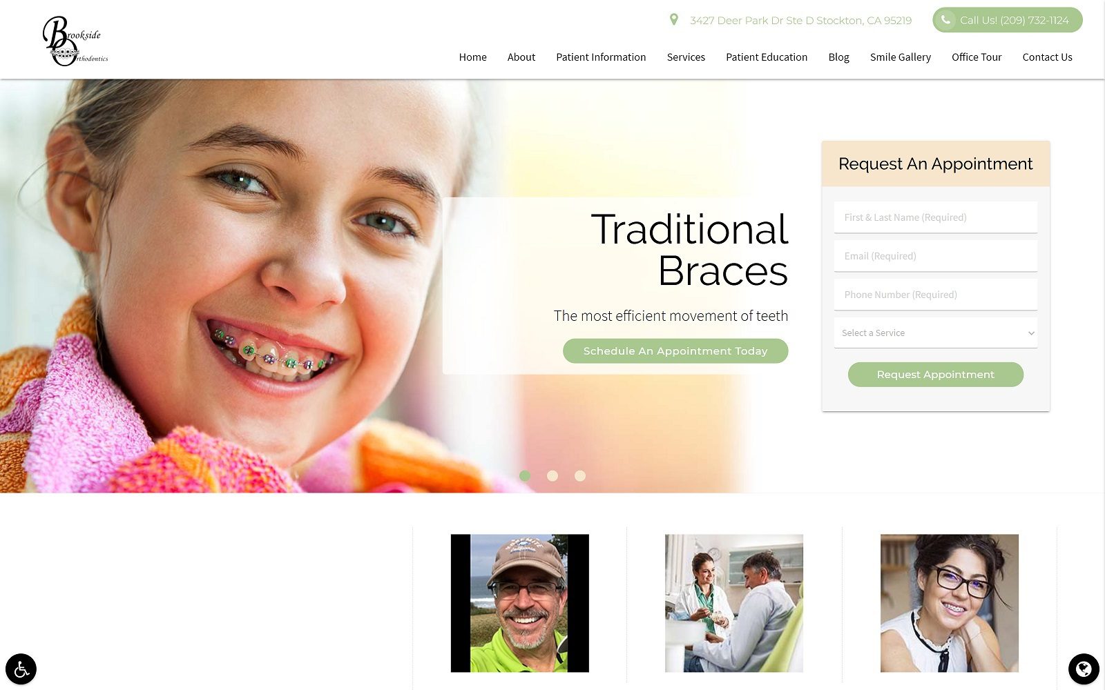 The screenshot of brookside orthodontics dr. Christopher d. Parker website