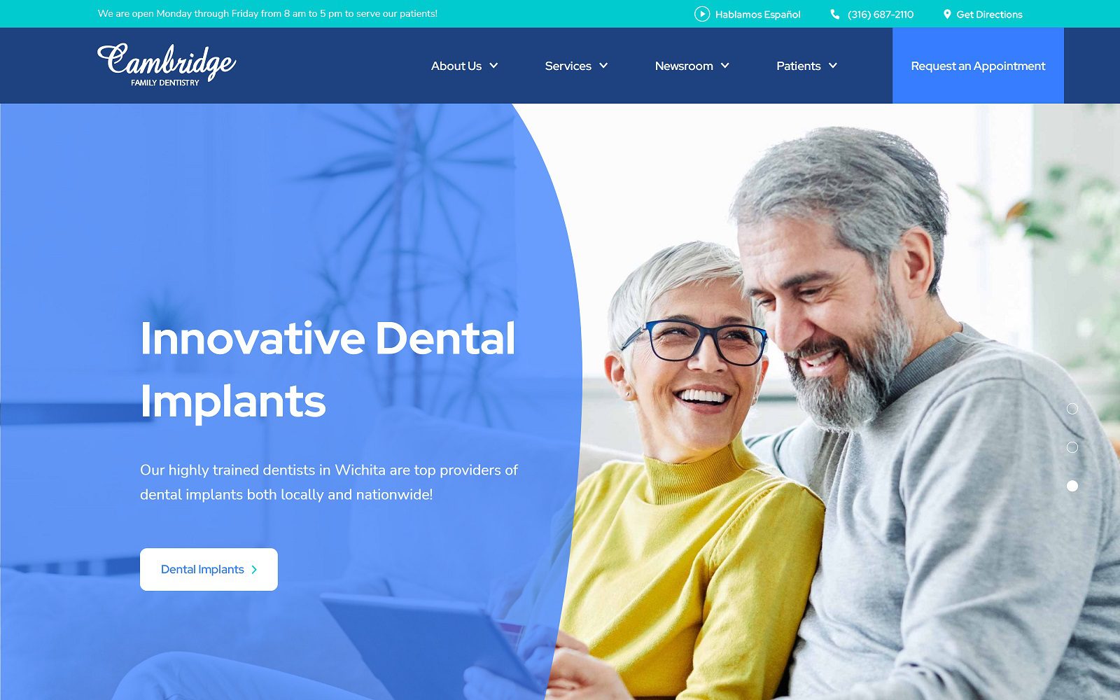 The screenshot of cambridge family dentistry website