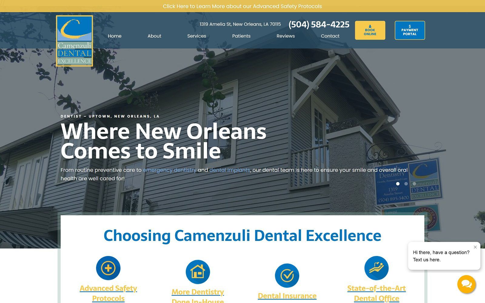 The screenshot of camenzuli dental excellence website