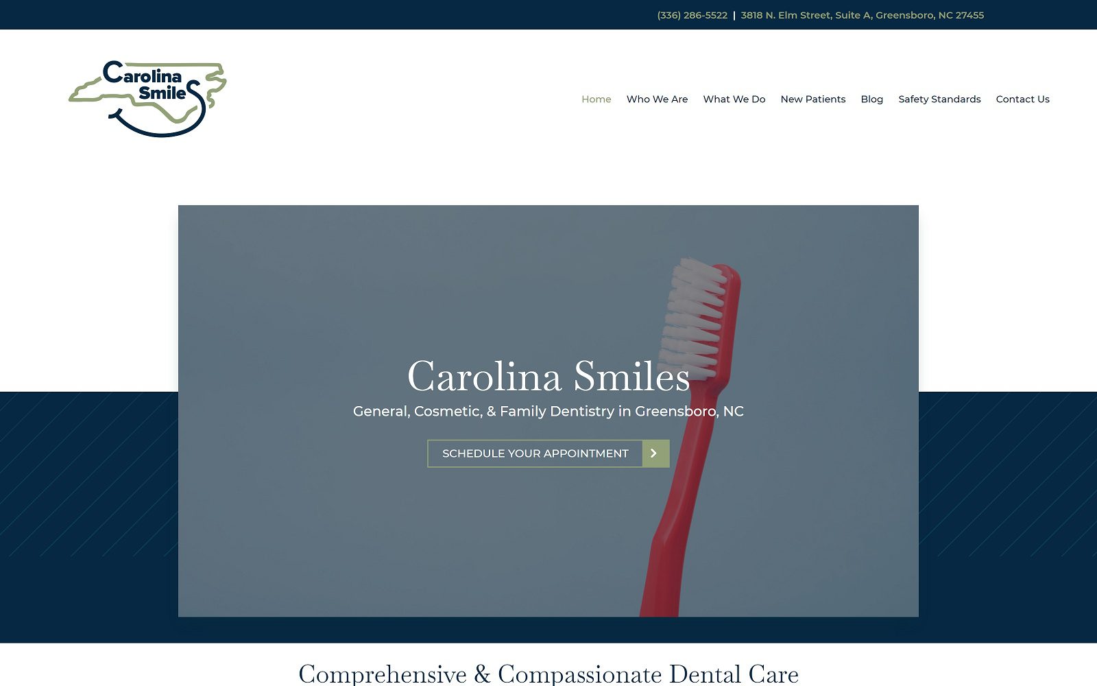 The screenshot of carolina smiles website