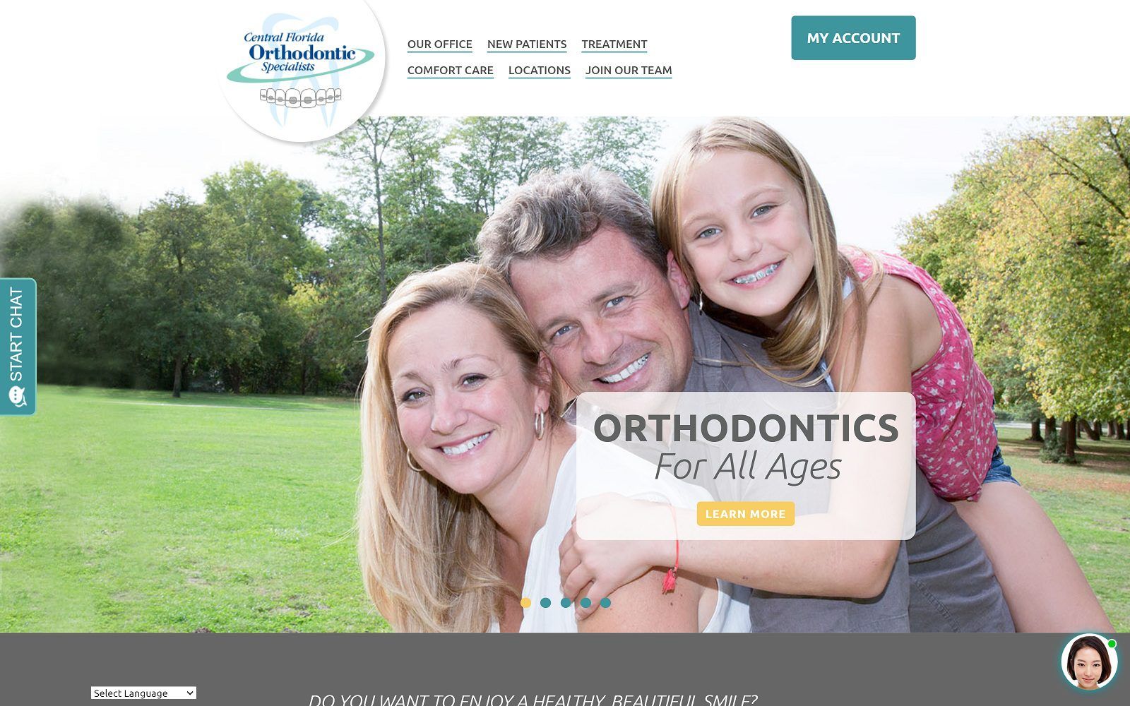 The screenshot of central florida orthodontic specialists website