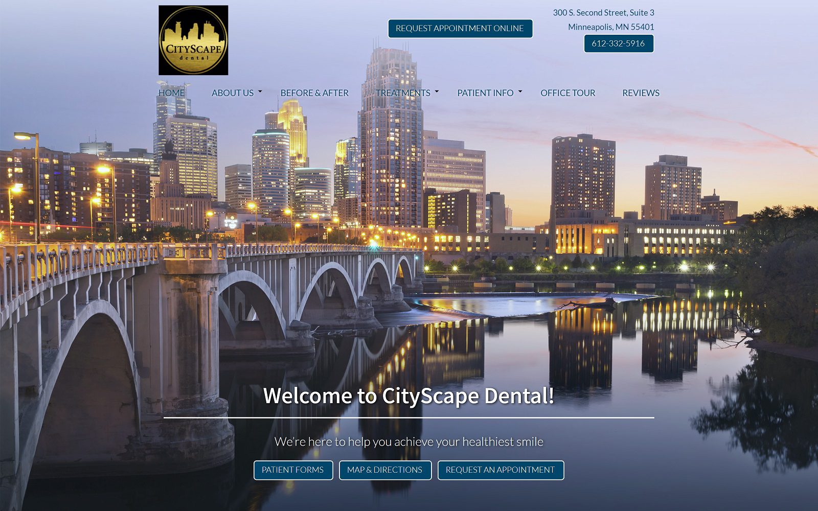 The screenshot of cityscape dental arts - dr. Oz, dds - dentist in minneapolis website