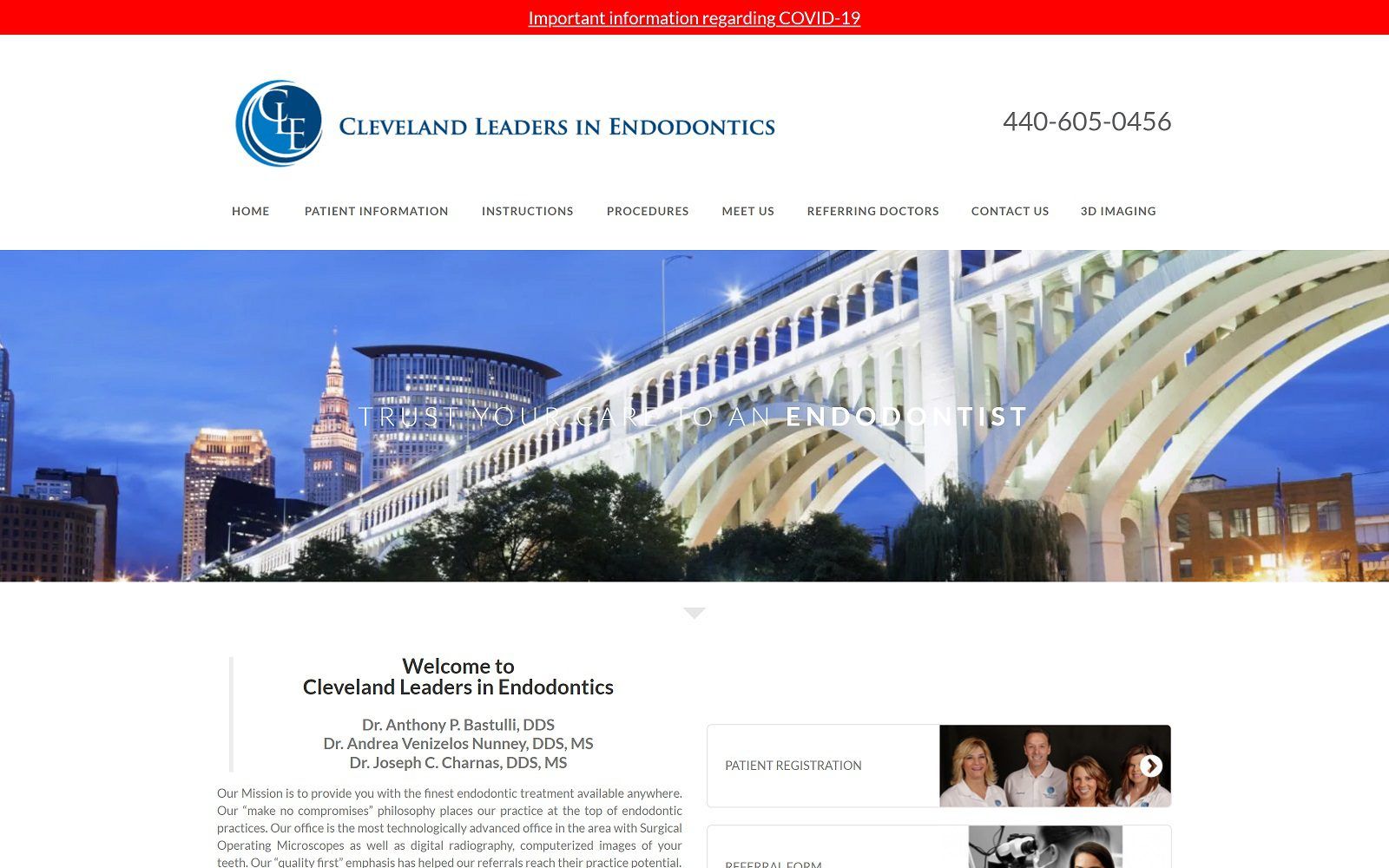 The screenshot of cleveland leaders in endodontics website