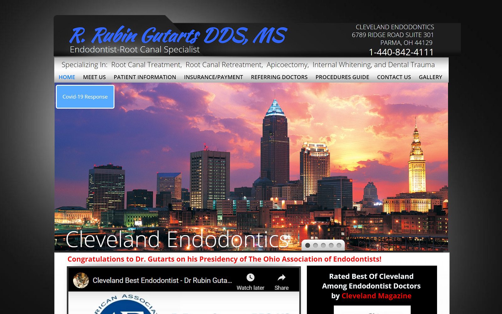 The screenshot of r. Rubin gutarts dds, ms, inc. Website