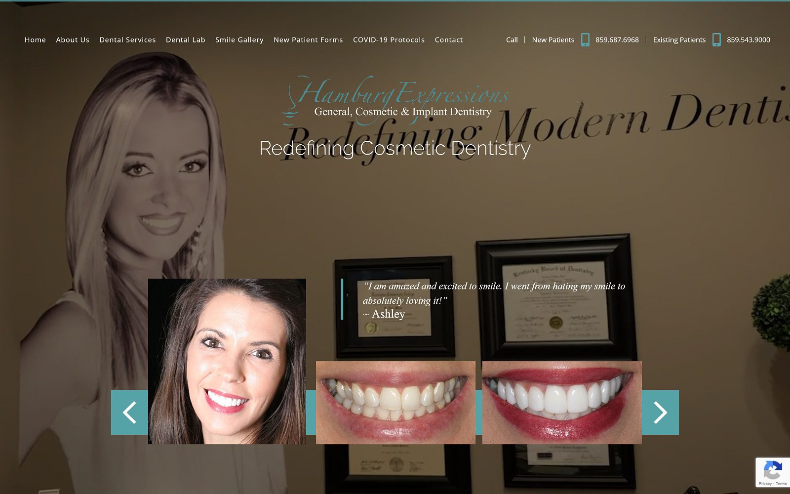 The screenshot of hamburg expressions cosmetic dentistry website