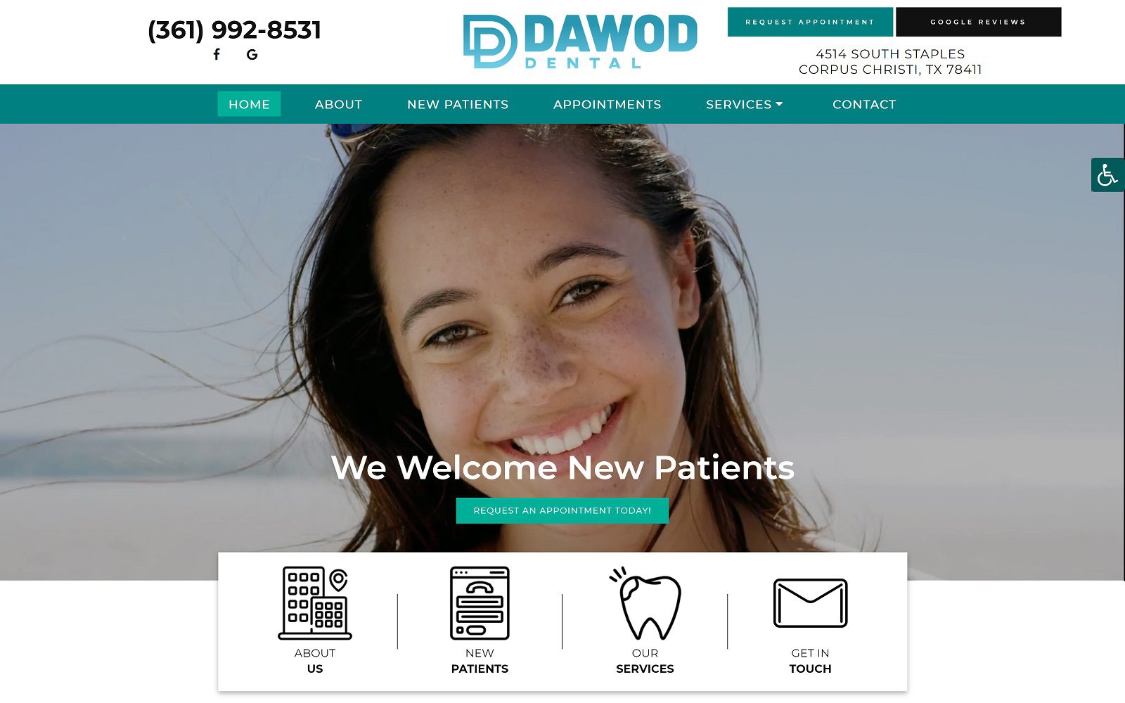 The screenshot of dawod dental center dr. Haysam dawod website