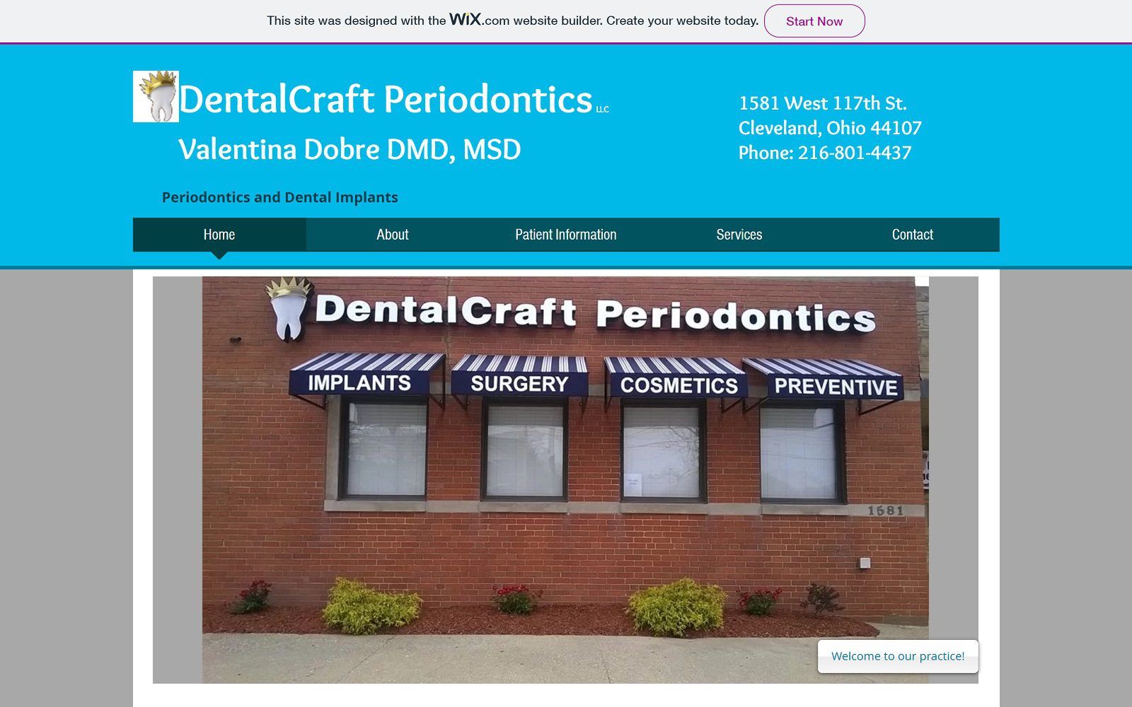The screenshot of dentalcraft periodontics dr. Valentina dobre website