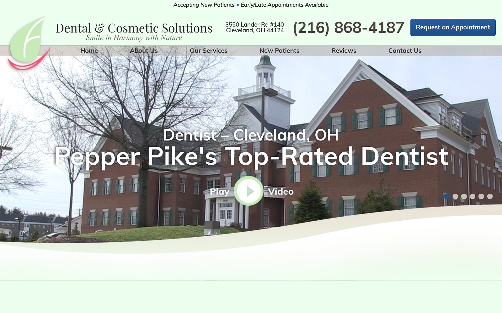 The screenshot of dental & cosmetic solutions website