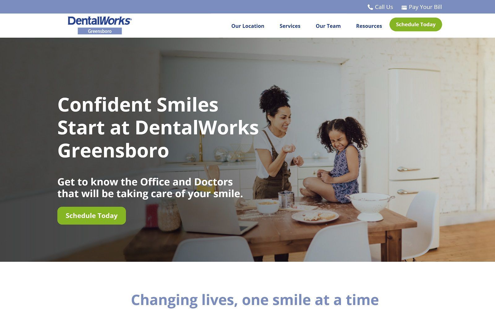 The screenshot of dentalworks greensboro website