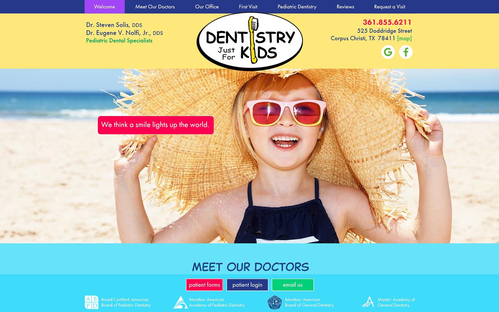 The screenshot of dentistry just for kids website