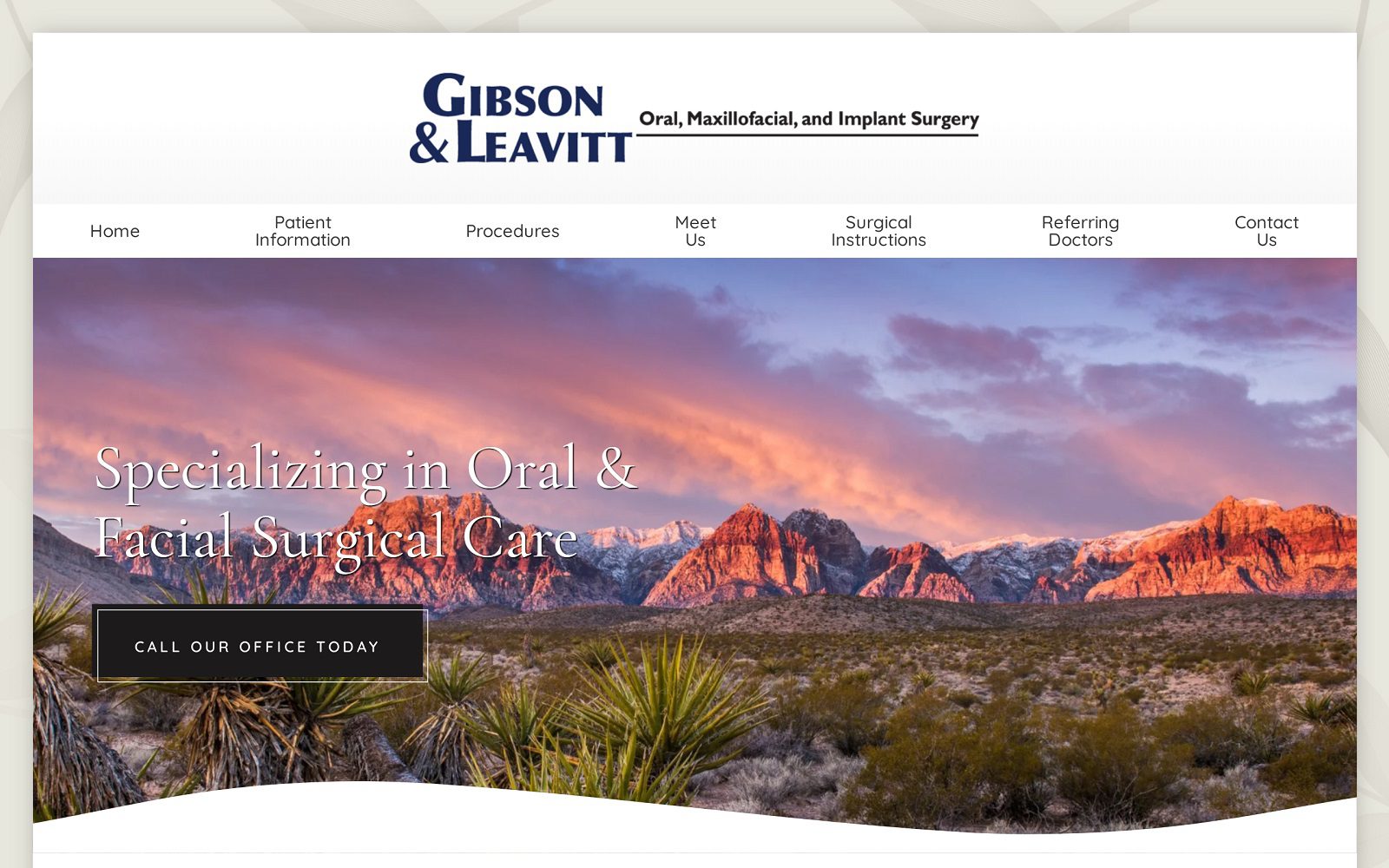 The screenshot of gibson and leavitt oral & maxillofacial & implant surgery website