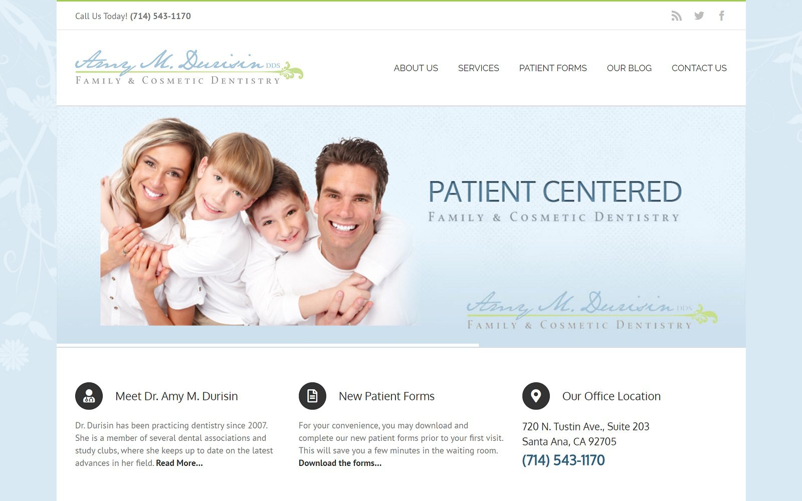 The screenshot of amy m. Durisin dds website