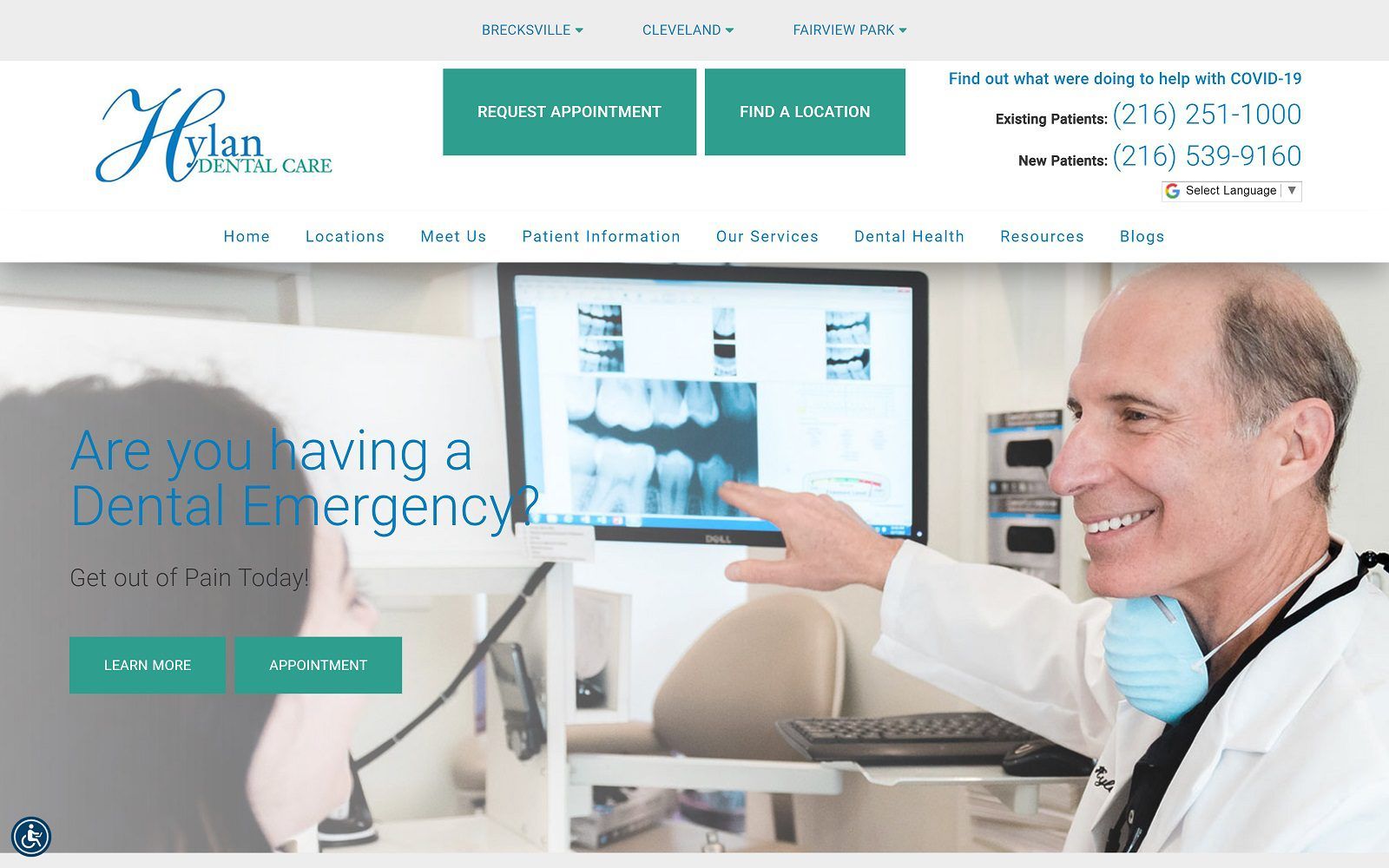 The screenshot of hylan dental care - cleveland website