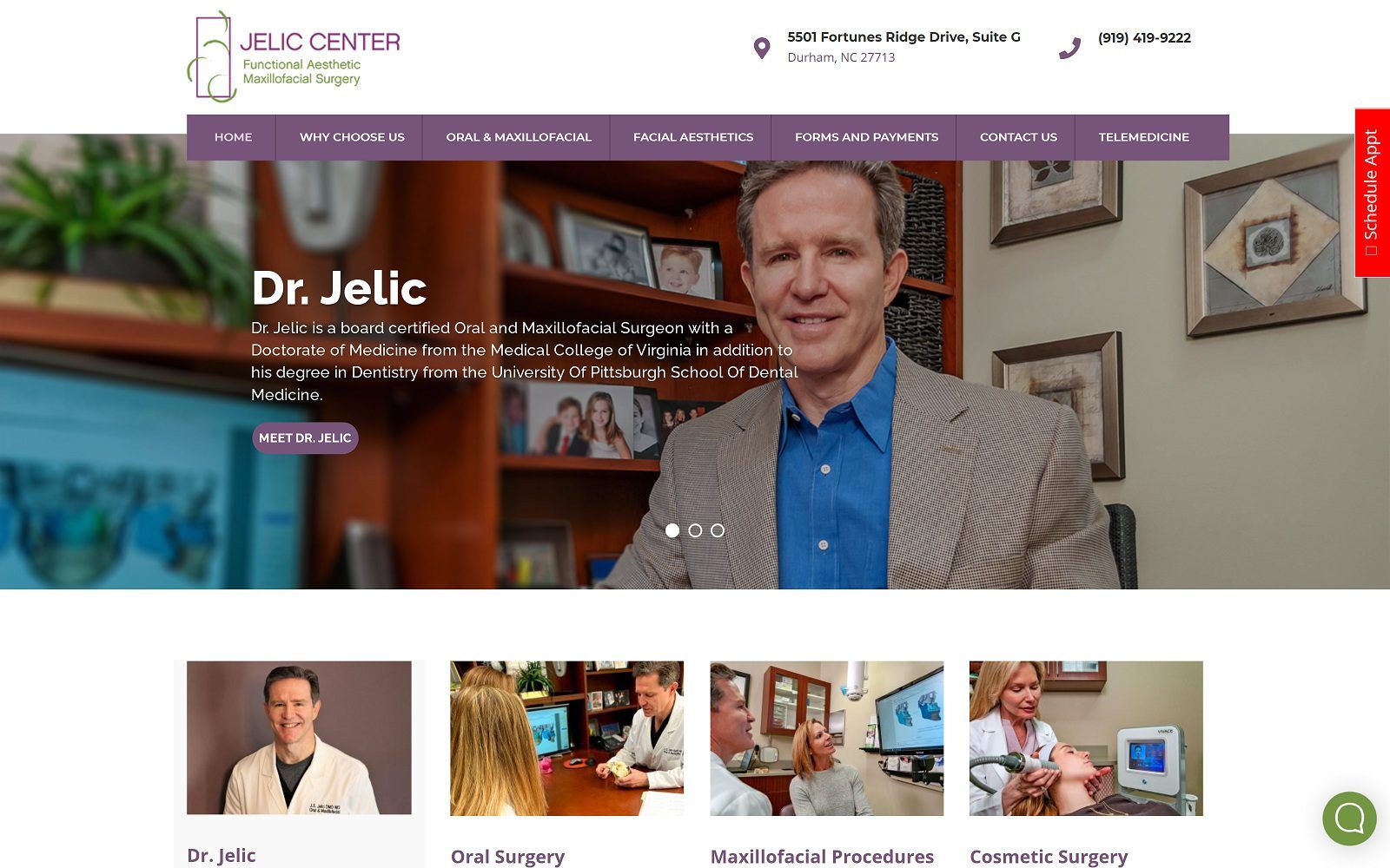 The screenshot of jelic center dr. Jeffrey jelic website