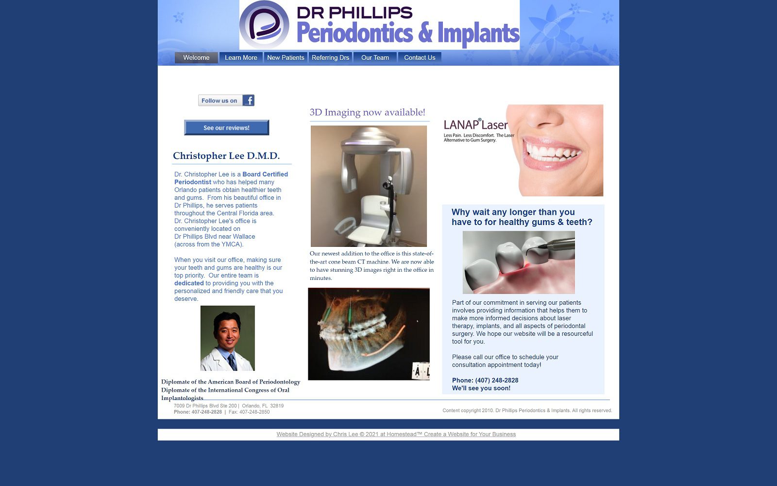 The screenshot of dr phillips periodontics & implants: lee christopher dmd website