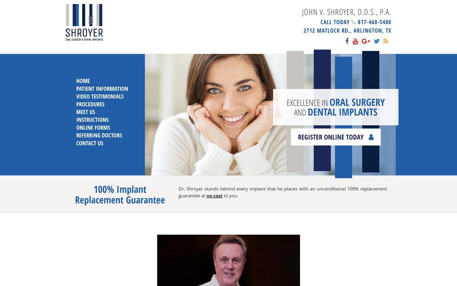 The screenshot of shroyer oral surgery and dental implants website