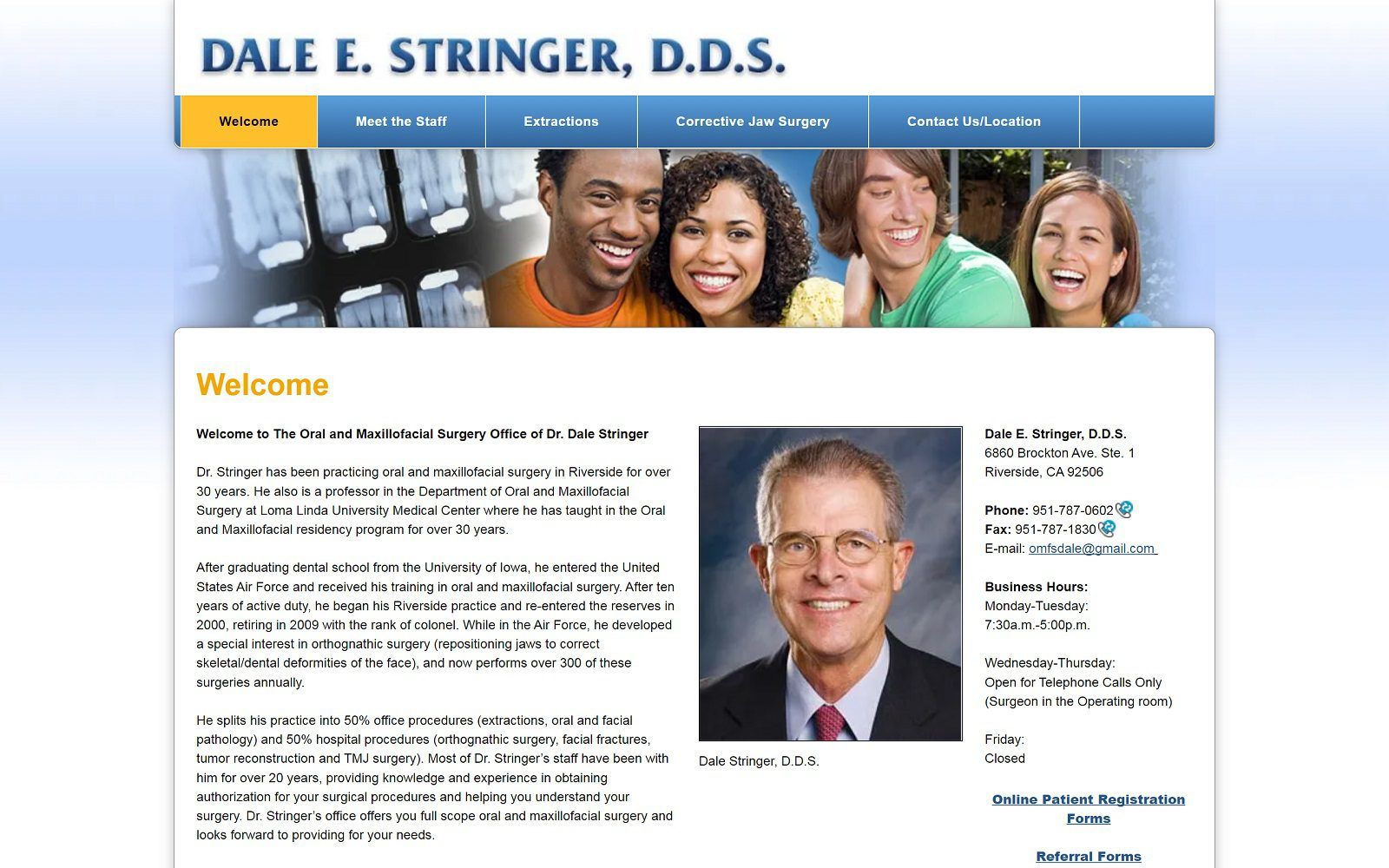 The screenshot of stringer dale e dds website