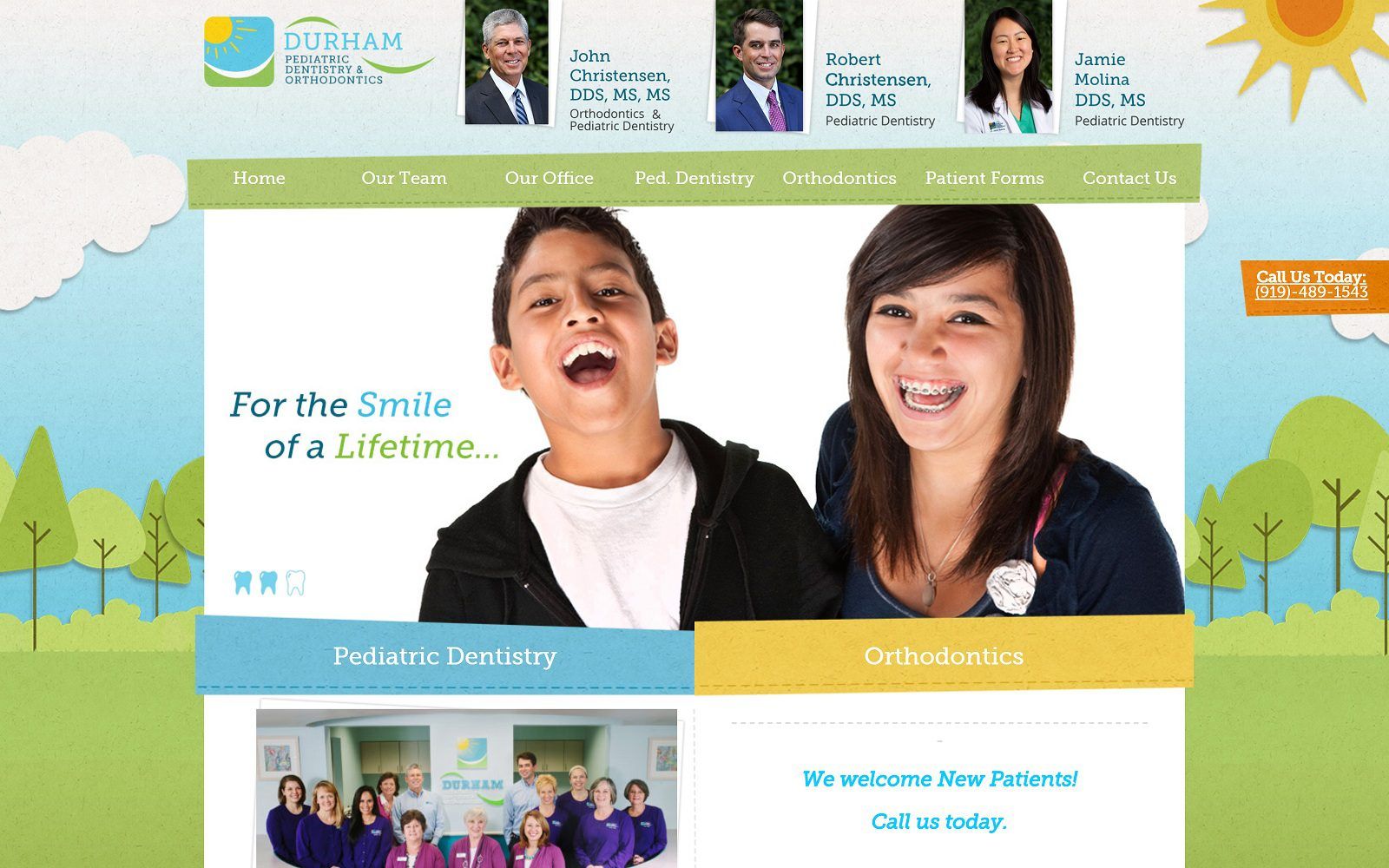 The screenshot of durham pediatric dentistry & orthodontics website