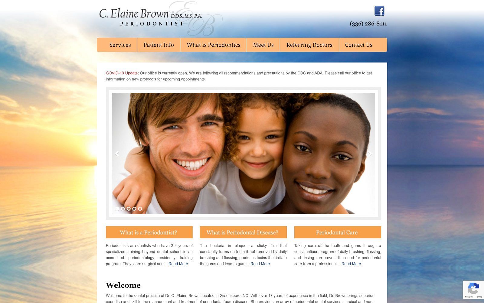 The screenshot of elaine brown, dds, ms, pa website