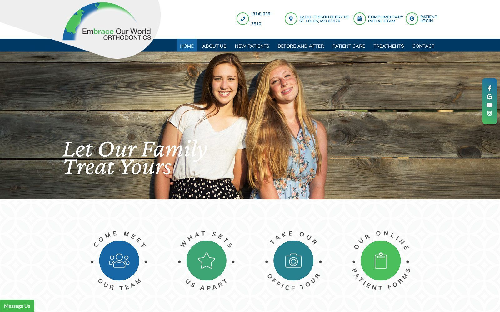 The screenshot of embrace our world orthodontics website