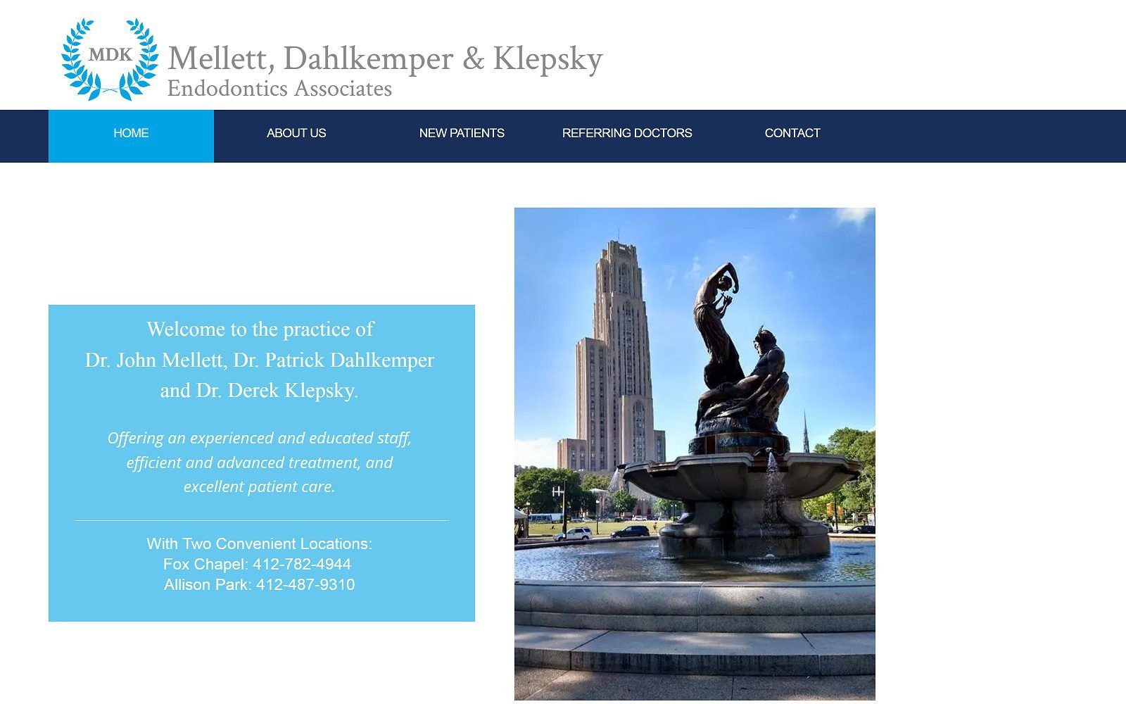 The screenshot of klepsky derek j dds website