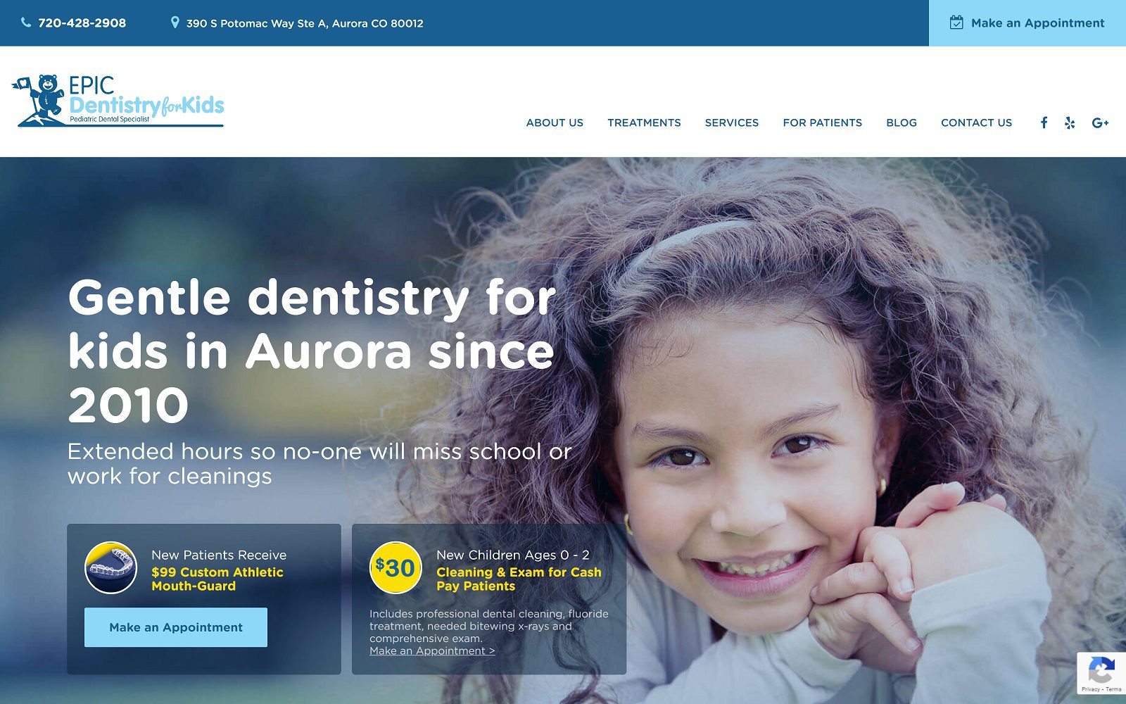 The screenshot of epic dentistry for kids website