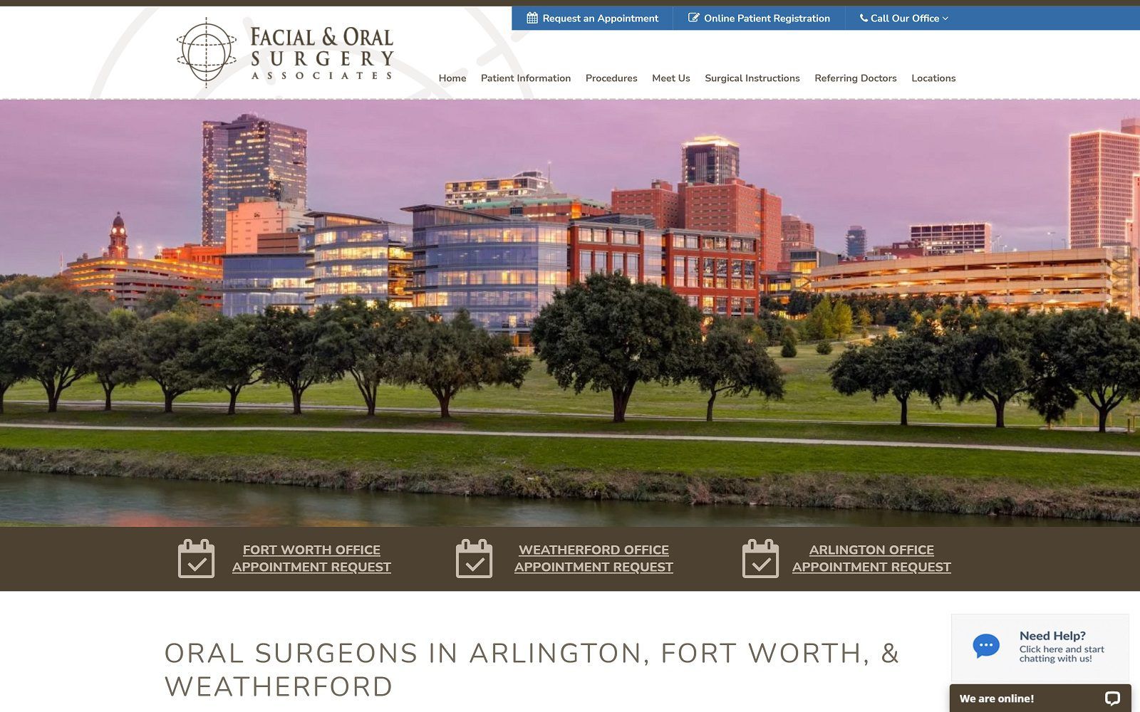 The screenshot of facial & oral surgery associates website