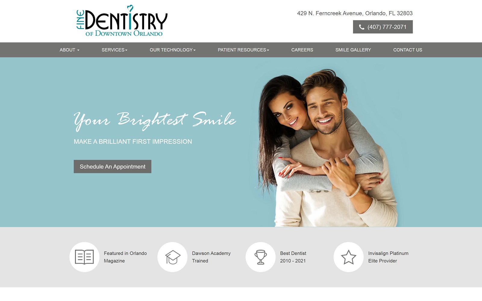 The screenshot of fine dentistry of downtown orlando website