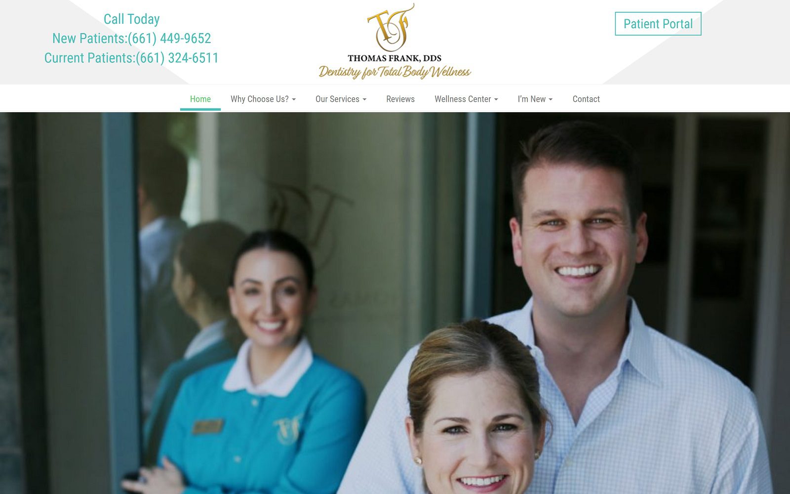 The screenshot of thomas frank, dds website