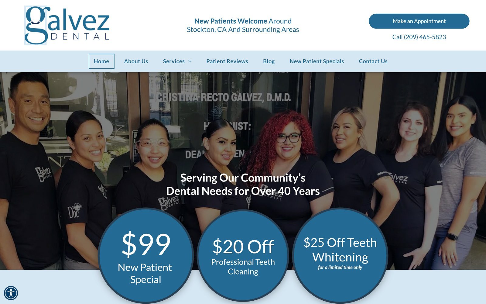 The screenshot of galvez dental dr. Bernard galvez website