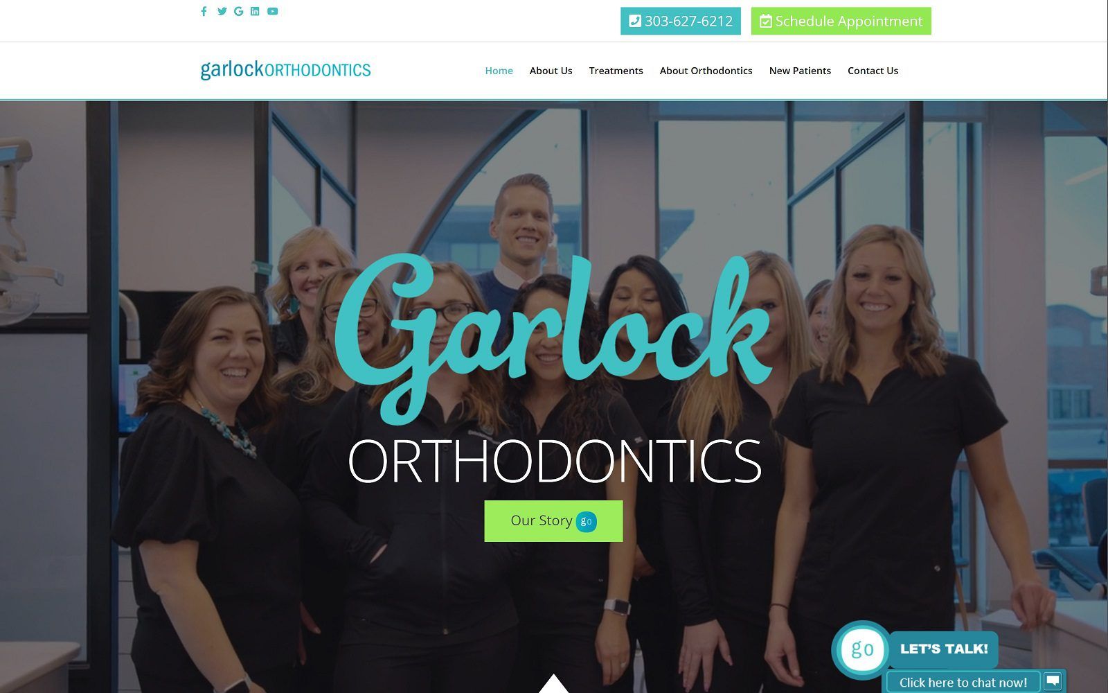 The screenshot of garlock orthodontics dr. David t. Garlock website