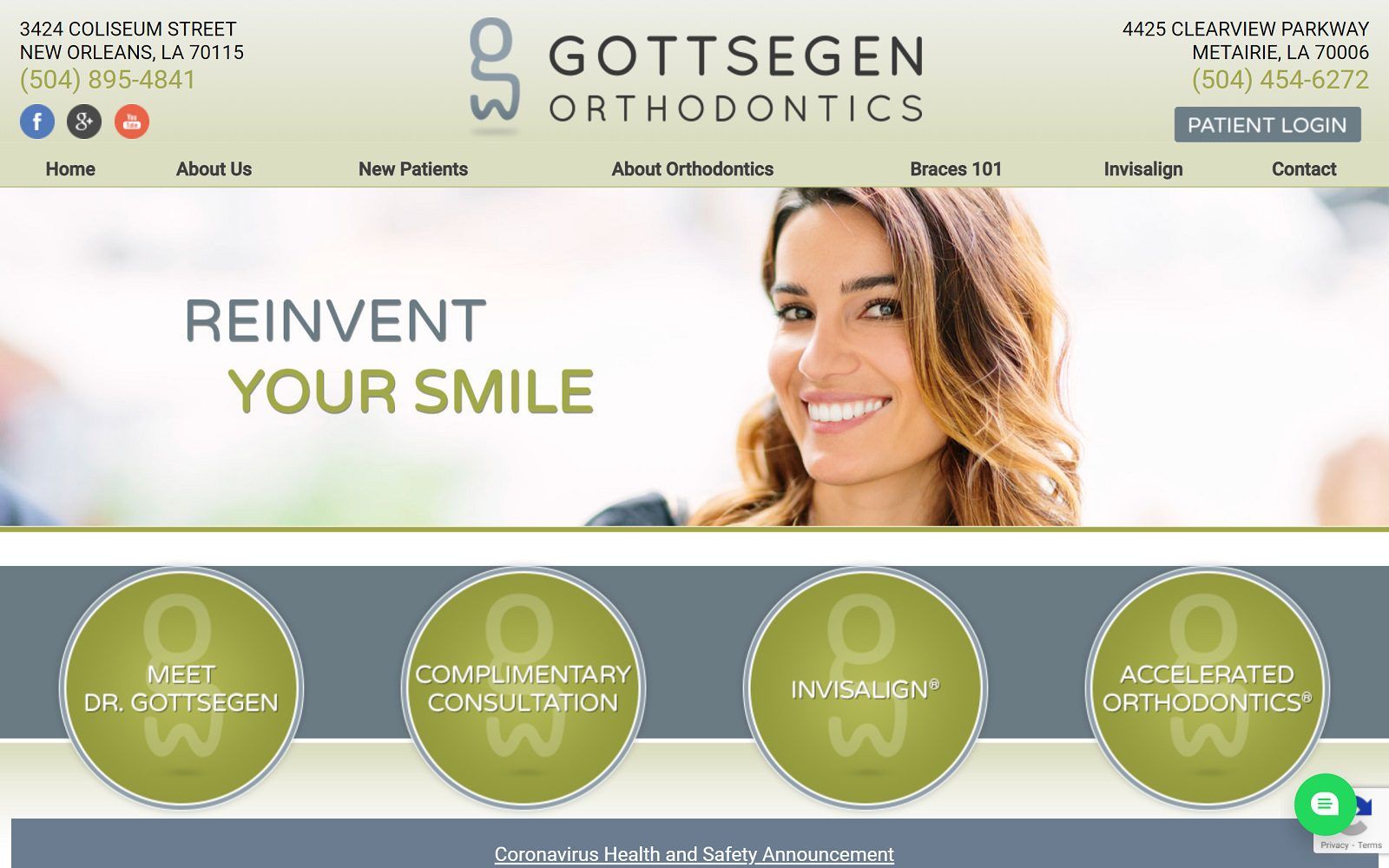 The screenshot of gottsegen orthodontics dr. G. Bradley gottsegen website