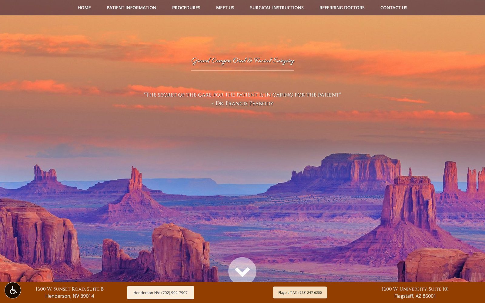 The screenshot of grand canyon oral and facial surgery website