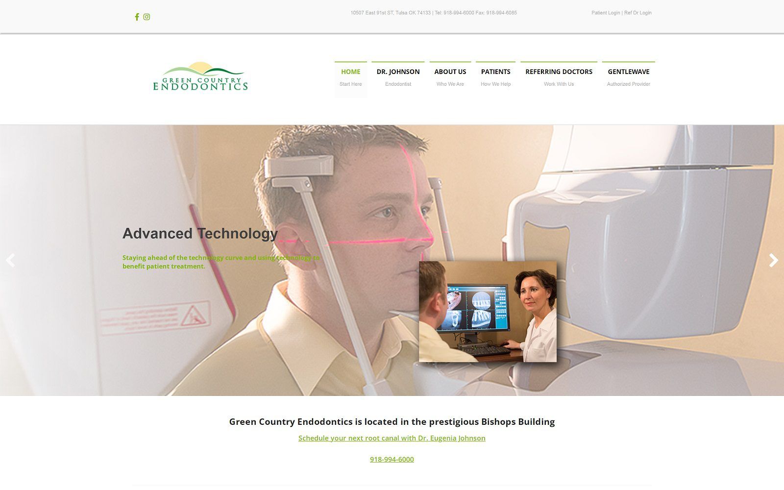 The screenshot of green country endodontics: eugenia johnson dds website