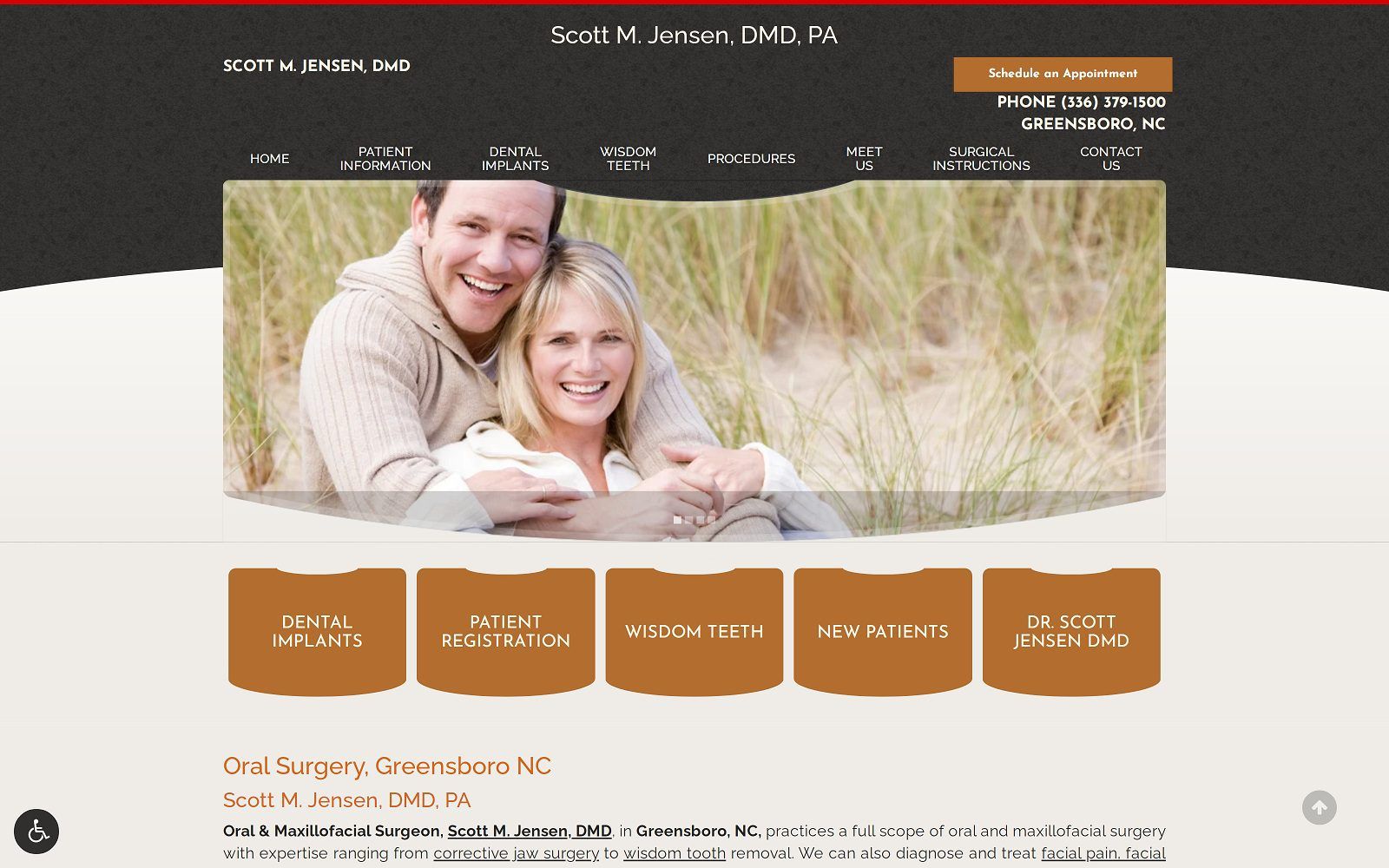 The screenshot of scott m. Jensen, dmd, pa website